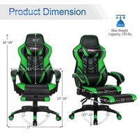 Costway - Adjustable Gaming Chair with Footrest - Green and Black - Alternate Views