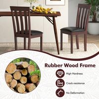 Costway Dining Chair Set of 2 Upholstered Wooden Chairs with Padded Seat Rubber Wood Frame - Coffee - Alternate Views