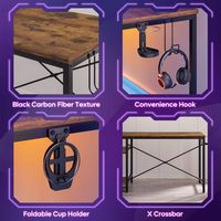 Bestier 44-Inch Gaming Desk with RGB LED Lights Computer Desk Featuring 4-Tier Storage Shelves an... - Alternate Views