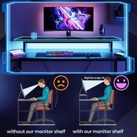 Bestier - Gaming Desk with LED Lights and Monitor Stand - 63