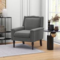 Costway - Mid-Century Modern Armchair with Cushion and Rubber Wood Legs - Gray - Alternate Views