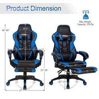 Costway - Adjustable Gaming Chair with Footrest - Blue and Black - Alternate Views