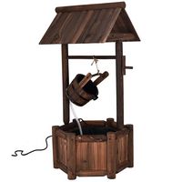 Costway Garden Rustic Wishing Well Water Fountain Wooden Outdoor Electric Backyard Pump - Brown - Alternate Views