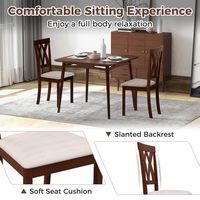 Costway Armless Dining Chairs Set of 2 with Rubber Wood Frame Elegant Hollowed Backrest - Oak + B... - Alternate Views