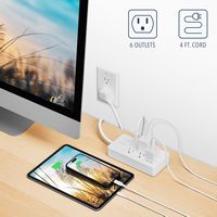 Insignia™ - 4’ 6 Outlet Power Strip with Power Switch - White - Alternate Views