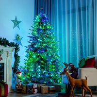Costway - 7ft App-Controlled Pre-lit Christmas Tree Multicolor Lights w/ 15 Modes - Green - Alternate Views