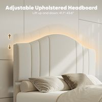 Pinmoco - Full Upholstered Platform Bed Frame with Adjustable LED Arc Headboard - Fabric Beige - Alternate Views