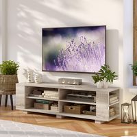 Costway - TV Stand Entertainment Media Center Console For TV's up to 65'' w/Storage Shelves - Oak - Alternate Views