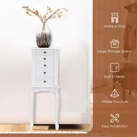 Costway - Jewelry Cabinet Storage Chest Standing Organizer Mirror - White - Alternate Views