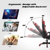 Costway - Massage Gaming Chair with Headrest - Red and Black - Alternate Views