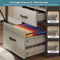 Bestier - L-Shaped Computer Desk with Drawers and Monitor Stand - Light Gray - Alternate Views