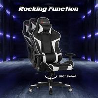 Costway - Racing Massage Gaming Chair with Lumbar Support - White + Black - Alternate Views
