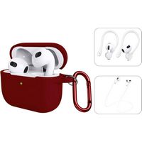 SaharaCase - Venture Series Silicone Combo Kit Case for Apple AirPods (3rd Generation) - Burgundy - Alternate Views