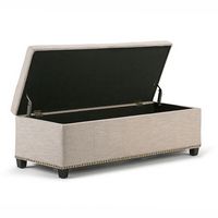 Simpli Home - Kingsley Rectangular Polyester Bench Ottoman With Inner Storage - Natural - Alternate Views
