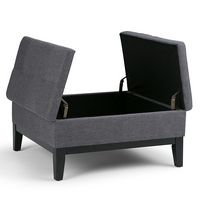 Simpli Home - Dover Square Polyurethane Faux Leather Bench Ottoman With Inner Storage - Slate Gray - Alternate Views