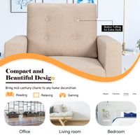 Costway - Modern Accent Upholstered Single Sofa Chair with 2-Side Pockets - Beige - Alternate Views