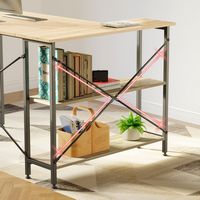 Bestier - L-Shaped Computer Desk with Storage Shelves - Light Oak - Alternate Views