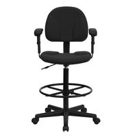 Alamont Home - Bruce Contemporary Fabric Drafting Stool - Black Patterned - Alternate Views