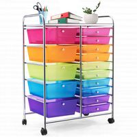 Costway - 15 Drawer Rolling Storage Cart Scrapbook Paper Office School Organizer - Multicolor - Alternate Views