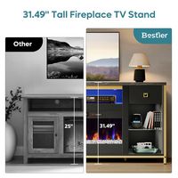 Bestier Electric Fireplace TV Stand LED Entertainment Center with Cabinet - Black - Alternate Views