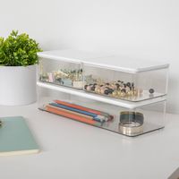 Martha Stewart - Grady Premium Clear Plastic Storage Boxes with White Engineered Wood Lids-3 Pack... - Alternate Views