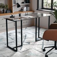 Martha Stewart - Eli Tempered Glass Top Office Desk - Clear Top/Oil Rubbed Bronze Frame - Alternate Views