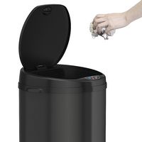 iTouchless - 8 Gallon Touchless Sensor Trash Can with AbsorbX Odor Control System, Black Stainles... - Alternate Views
