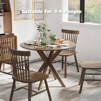 Costway Modern Round Wood Dining Table 35'' W/ Solid Wood Legs& Base for Home, Office - Walnut - Alternate Views