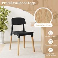 Costway Dining Side Chairs Set of 4 with Ergonomic Backrest Wide Seat & Sturdy Wooden Legs - Black - Alternate Views