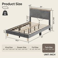 Bestier - Upholstered Platform Bed Frame Bed with LED Light & Adjustable Storage Headboard for Be... - Alternate Views