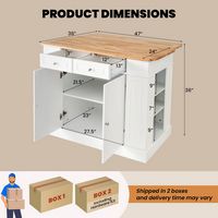 Costway Kitchen Island with Storage Drop Leaf Breakfast Bar Table with Top Freestanding Buffet Si... - Alternate Views