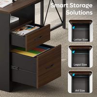 Bestier - L Shaped Desk with File Drawers, 63