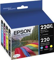 Epson - 220/220XL 4-Pack Ink Cartridges High Capacity and Standard Capacity - Black/Cyan/Magenta/... - Alternate Views
