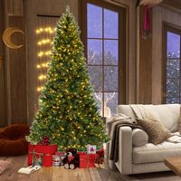 Costway - 8 FT Artificial Xmas Tree with 1498 PVC Branch Tips 880 Warm White LED Lights - Green - Alternate Views