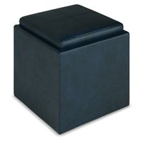 Simpli Home - Rockwood Cube Storage Ottoman with Tray - Distressed Dark Blue - Alternate Views