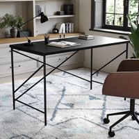 Martha Stewart - Maddox Black Wood Grain Parsons Desk - Black Top/Oil Rubbed Bronze Frame - Alternate Views