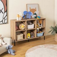Costway - 6 Cube Storage Shelf Organizer Bookcase Square Cubby Cabinet Bedroom - Natural - Alternate Views
