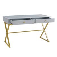 Linon Home Décor - Edmore Two-Drawer Campaign Desk - Gray & Gold - Alternate Views