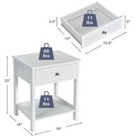 2PCS 2-Tier Nightstand Modern Side End Table with  Drawer & Open Shelf - Alternate Views