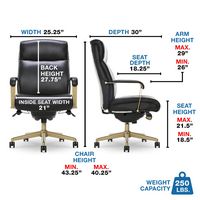 La-Z-Boy - Modern Melrose Executive Office Chair with Brass Finish - Black - Alternate Views