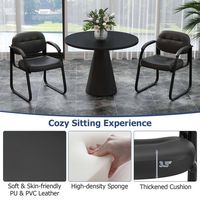 Costway Waiting Room Chair Set of 6 with Sled Base and Padded Arm Rest Home - Black - Alternate Views