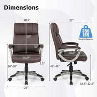 Costway - Ergonomic Executive PU Leather Office Chair with Swivel and Flip-up Armrests - Brown - Alternate Views