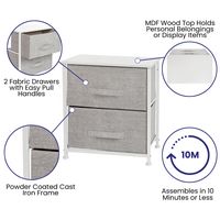 Alamont Home - 2 Drawer Wood Top Nightstand Storage Organizer with Cast Iron Frame and Dark Easy ... - Alternate Views