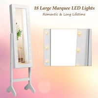 Costway - Mirrored Jewelry Cabinet Organizer w/18 LED lights - White - Alternate Views