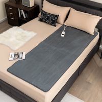 Costway - 71'' x 30'' Heated Mattress Pad Twin, Massage Table Warmer with 5 Heat Settings - Grey - Alternate Views
