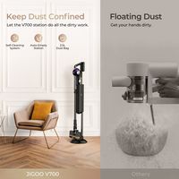 JIGOO - V700 Cordless Stick Vacuum Cleaner w/ All-In-One Clean Station, 215AW Suction Power for M... - Alternate Views