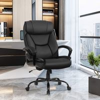 Costway - Big & Tall Executive PU Leather Massage Chair - Black - Alternate Views