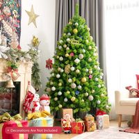 Costway - 6.5ft Flocked Hinged Artificial Christmas Tree with Metal Stand - Green - Alternate Views