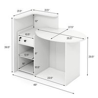 Costway - Front Reception Counter Desk Checkout Office Desk w/Open Shelf & Lockable Drawer - White - Alternate Views