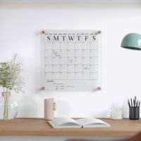 Martha Stewart - Grayson Premium Clear Acrylic Wall Calendar with Black Printing and Dry Erase Ma... - Alternate Views